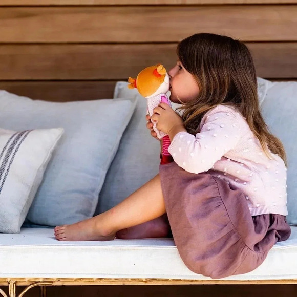 HABA Snug Up Roya - 10" Soft Doll with Fuzzy  Red Pigtails, Embroidered Face - Picture 4 of 12